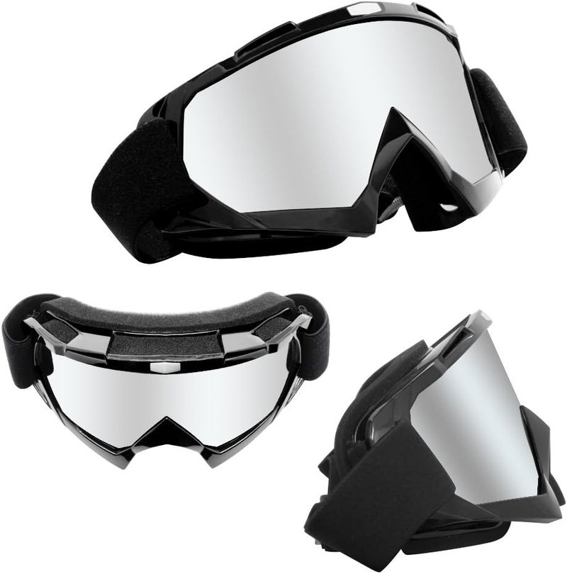 4-FQ Motorcycle Goggles Dirt Bike Goggles Anti UV Safety Goggles Anti Scratch Motocross Goggles Dustproof Motorcycle Glasses Motorbike Goggles for Cycling Riding Climbing Skiing-Sliver Lens - Image 5
